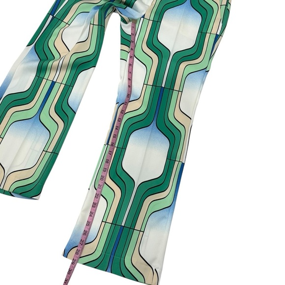 Marella By Max Mara Addirsi Trouser Women's US 10 Bright Green Crepe Geo Print - Picture 7 of 16